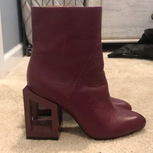 Purple Block Heel Booties
